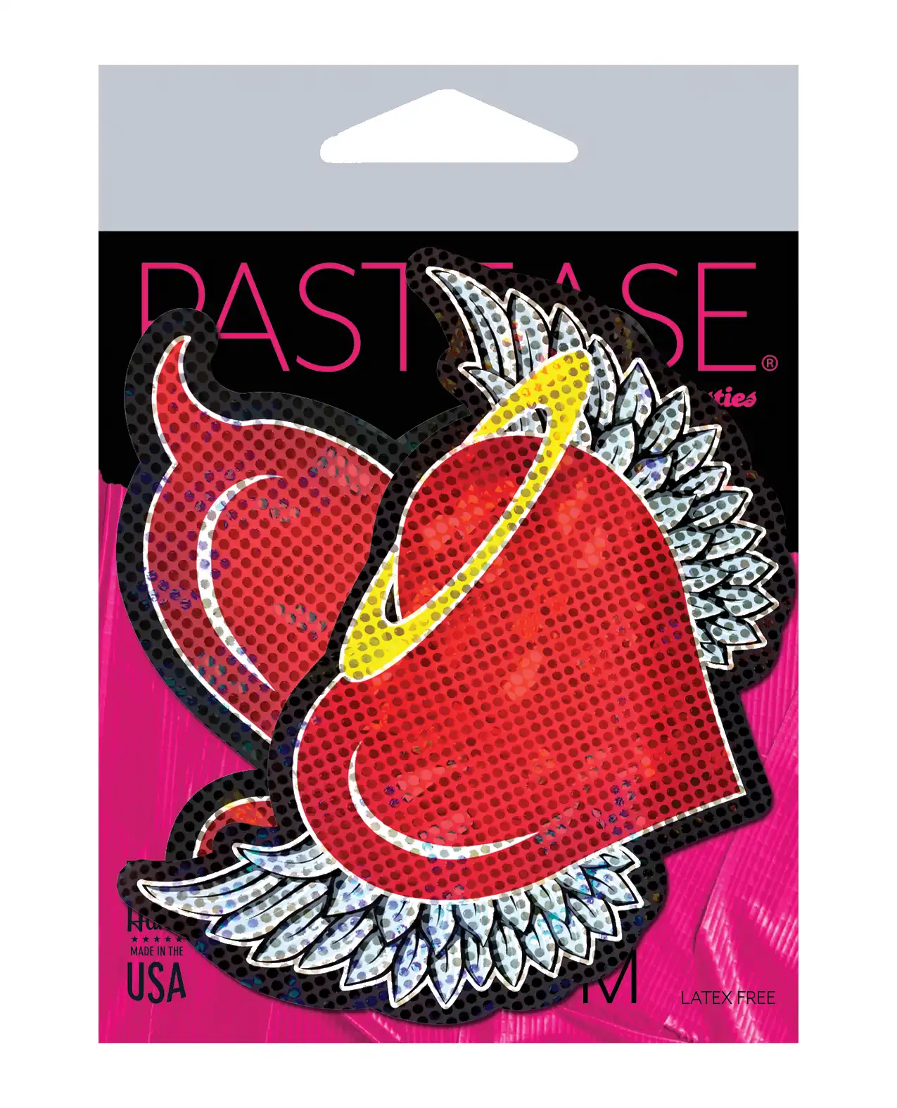 Pastease Premium Angel & Devil Glitter Heart - Red 