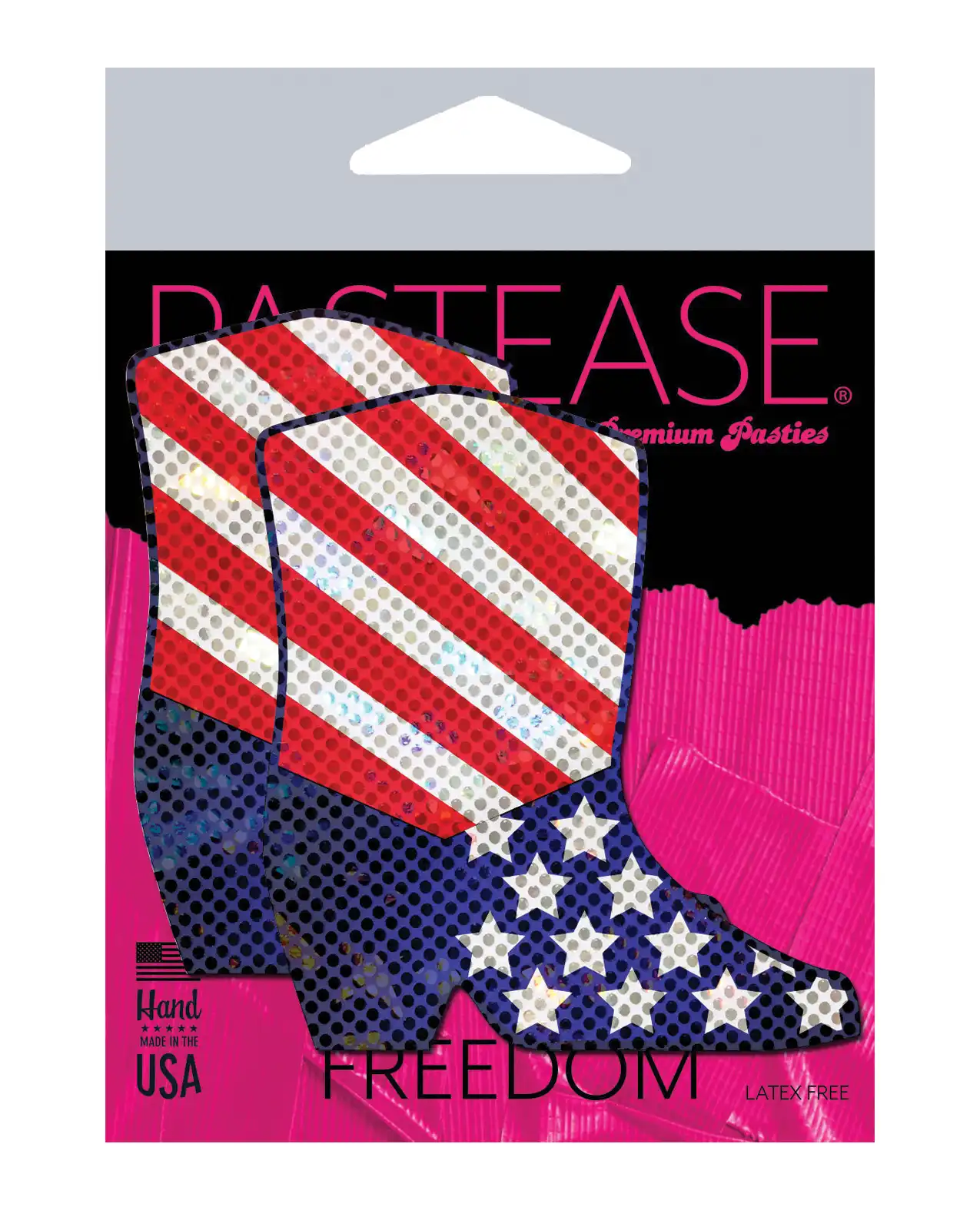 Pastease Premium Sparkling Stars & Strips USA Cowboy Boot - Red/White/Blue 