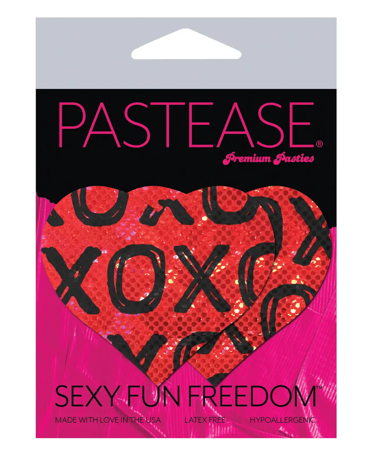 Pastease Premium Glitter XOXO Heart - Red/Black 