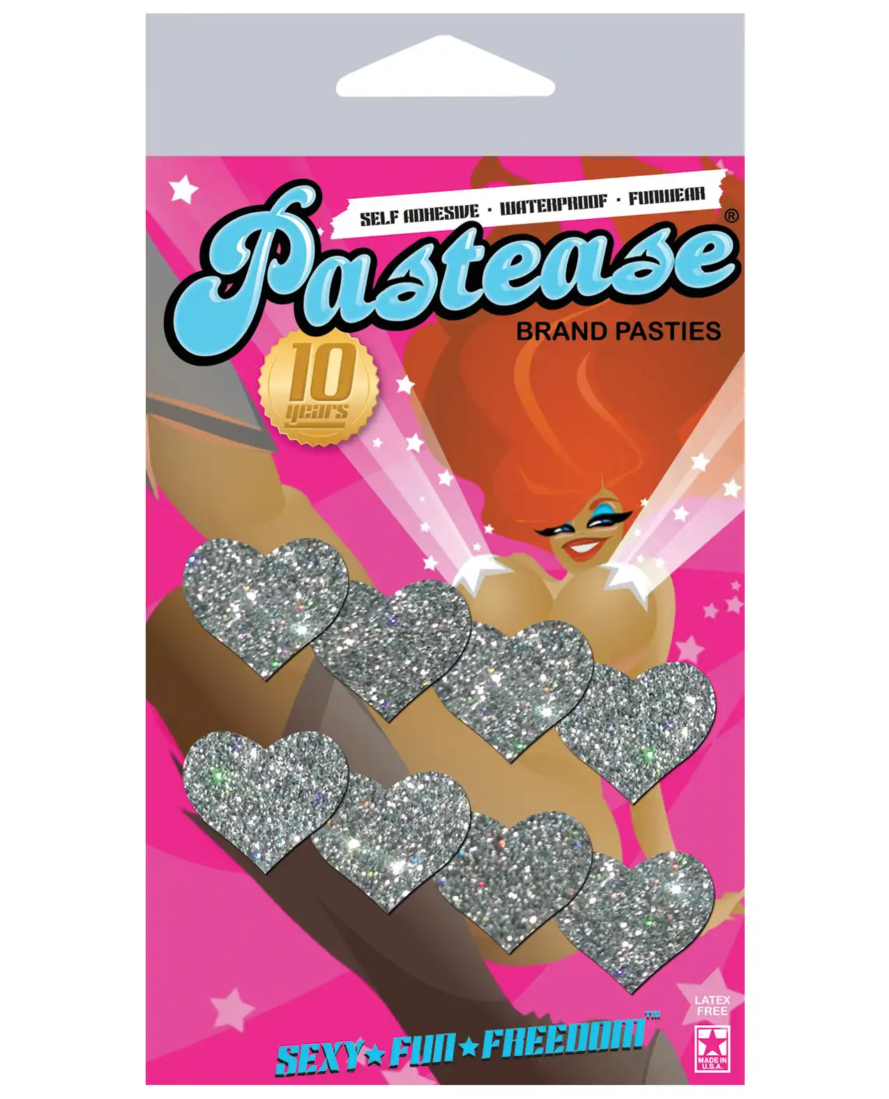 Pastease Premium Mini Glitter Hearts - Silver Pack of 8