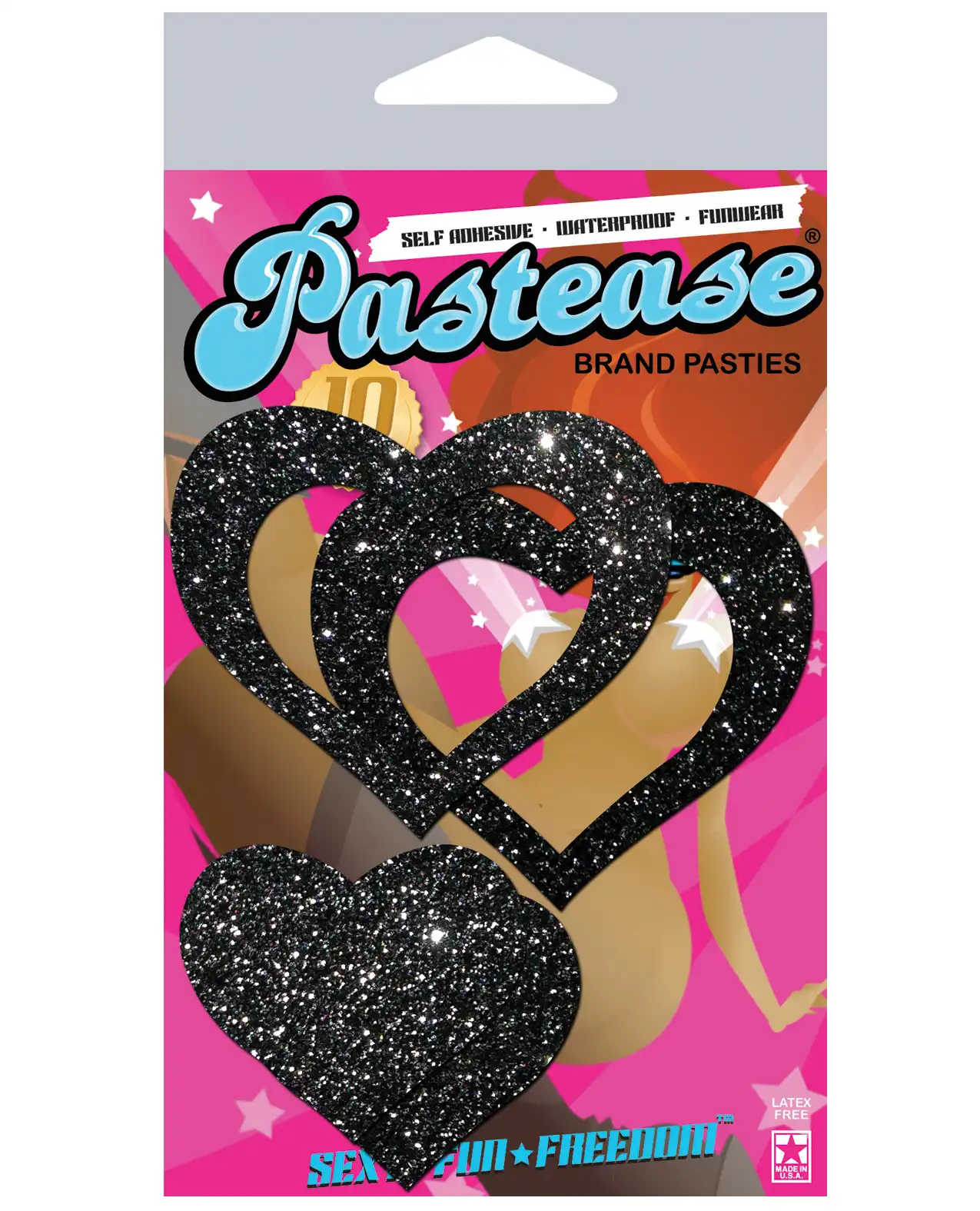 Pastease Premium Glitter Peek a Boob Hearts - Black 