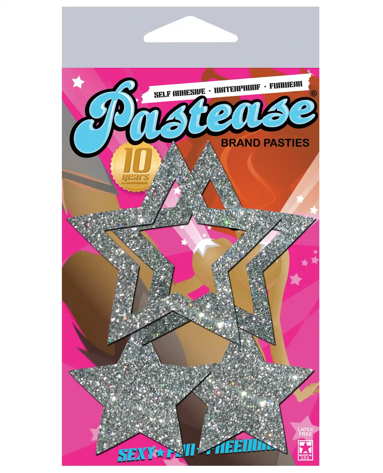 Pastease Premium Glitter Peek a Boob Stars - Silver 