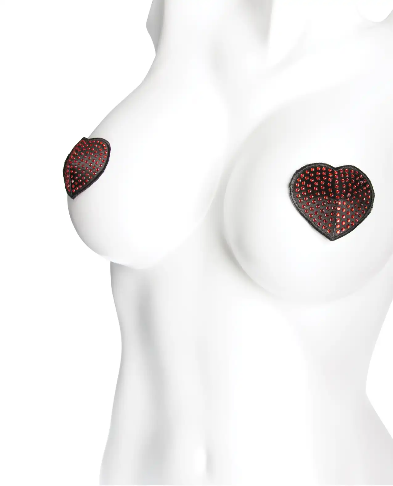 Heart Rhinestone Pasties - Red/Black 