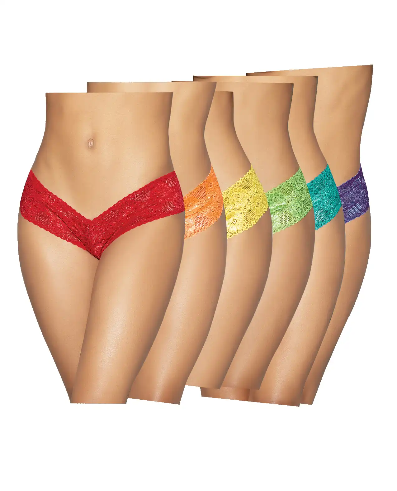 6 pc Low Rise Neon Pride Panty Pack Asst. Colors 