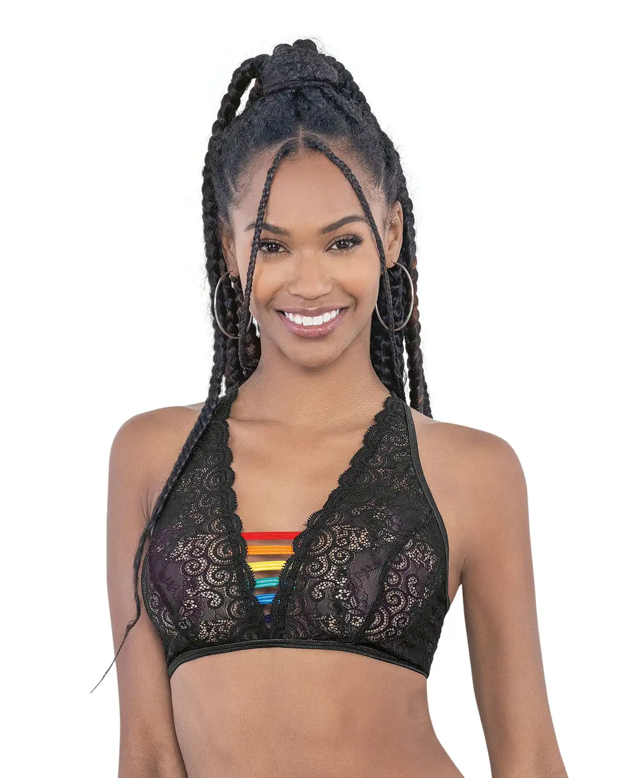 Pride Lace Rainbow Strappy Top Black 