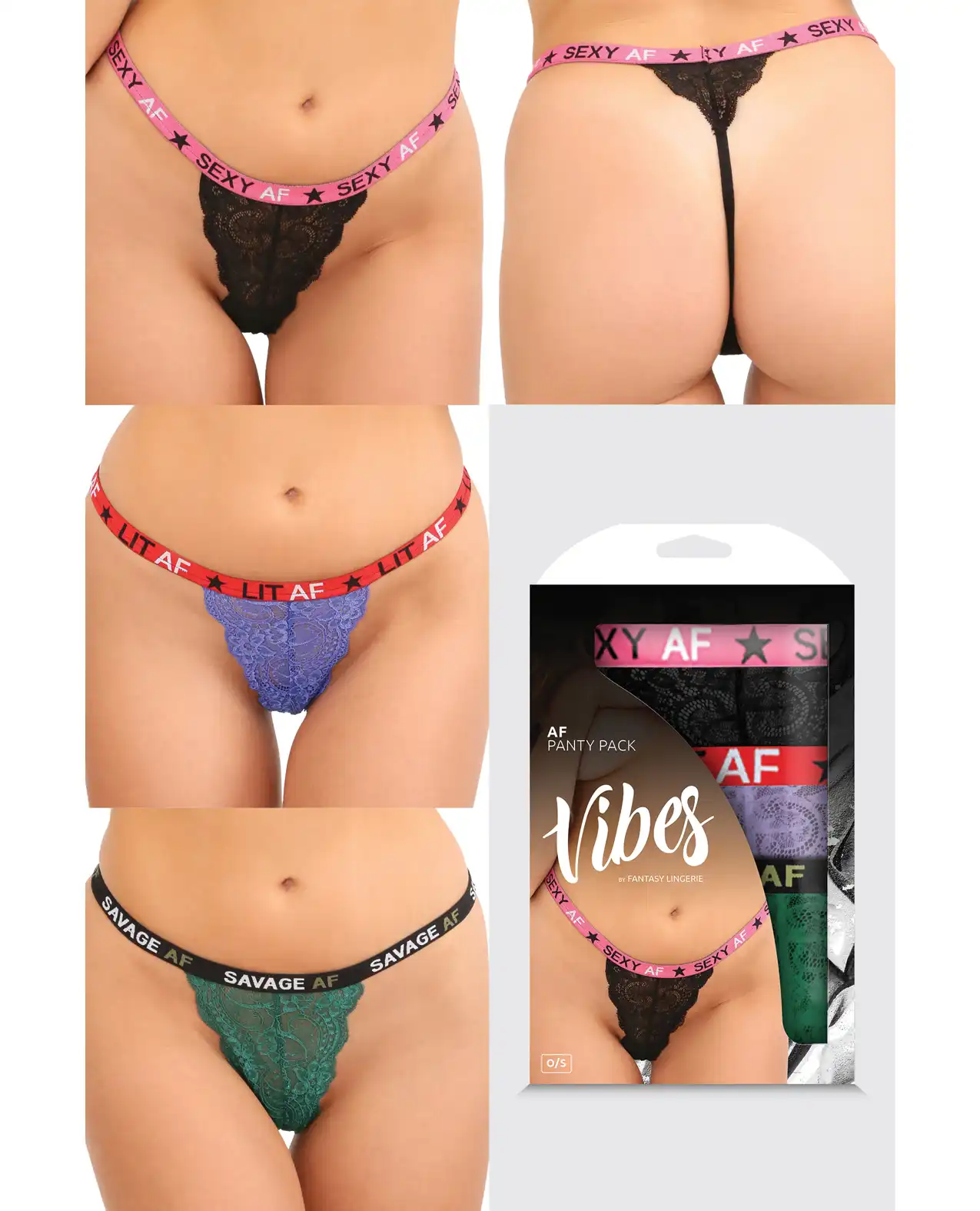 Vibes AF 3 Pack Thongs Assorted Colors 