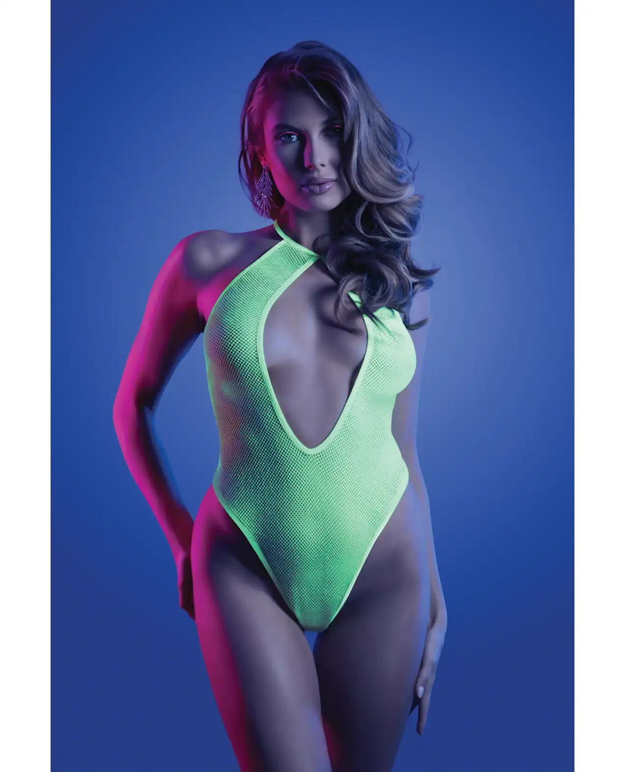 Glow Nocturnal Halter Teddy Neon Chartreuse 