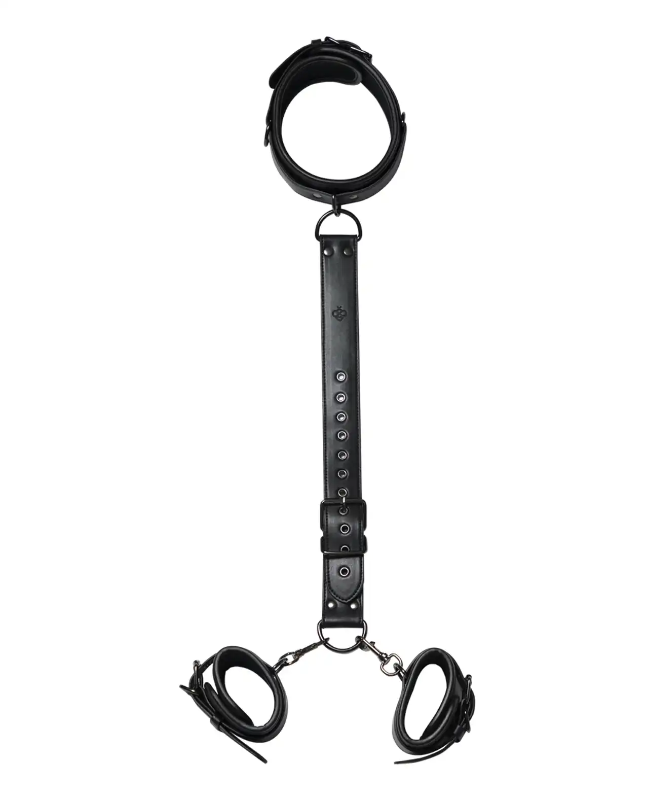 Locking Harness Collar to Wrist Restraints - Black