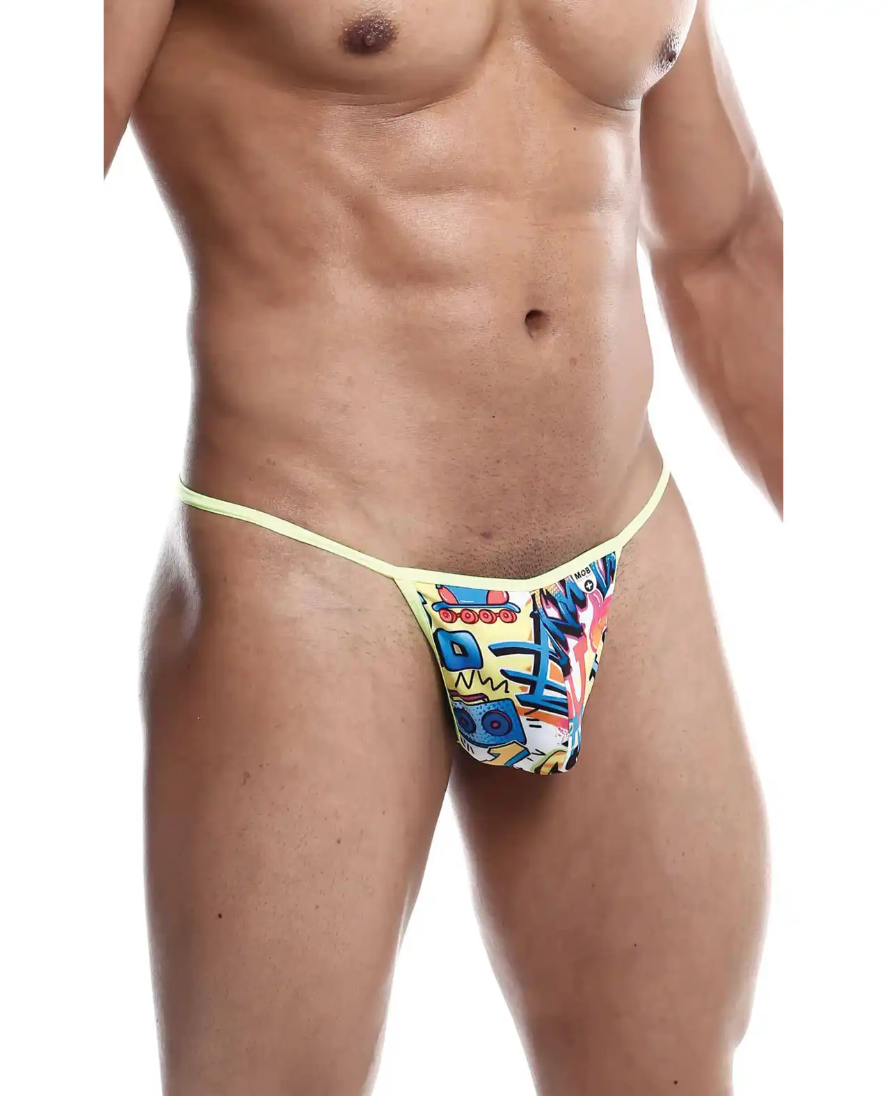 Male Basics Sinful Hipster Music T Thong G-String Blue Print 