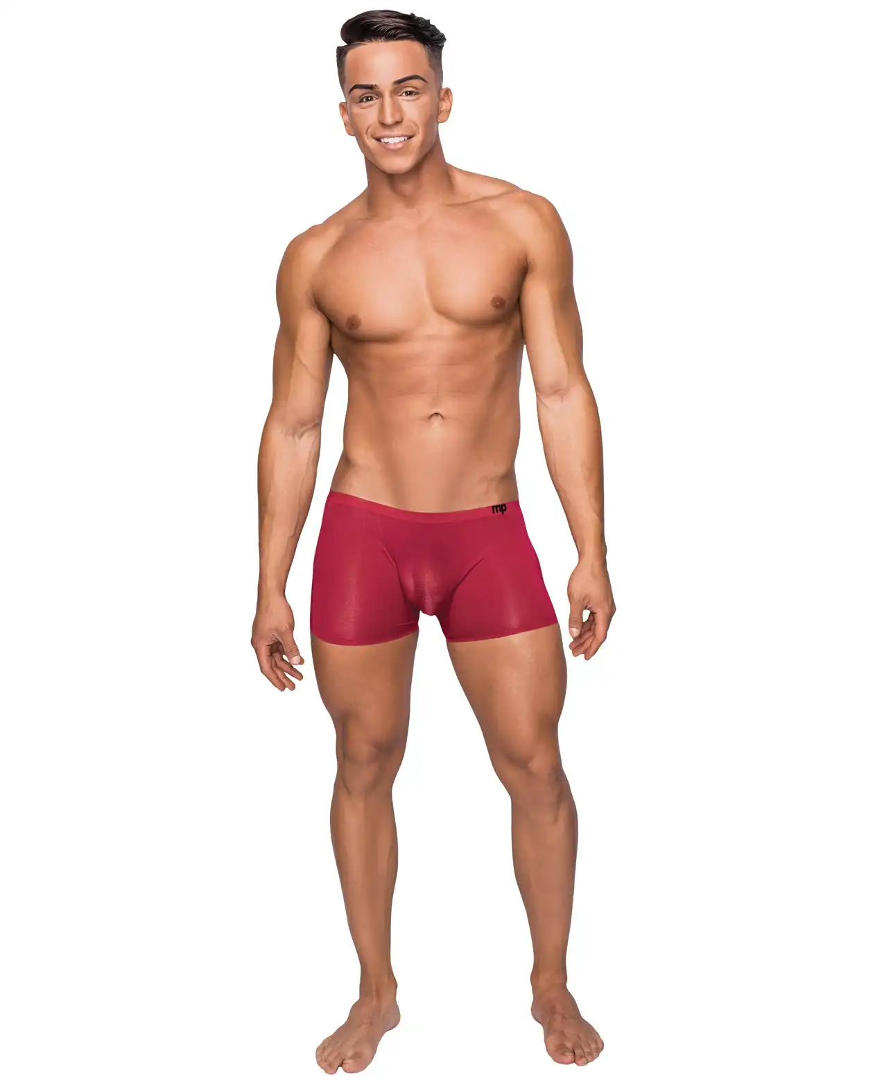 Seamless Sleek Short w/Sheer Pouch Red 