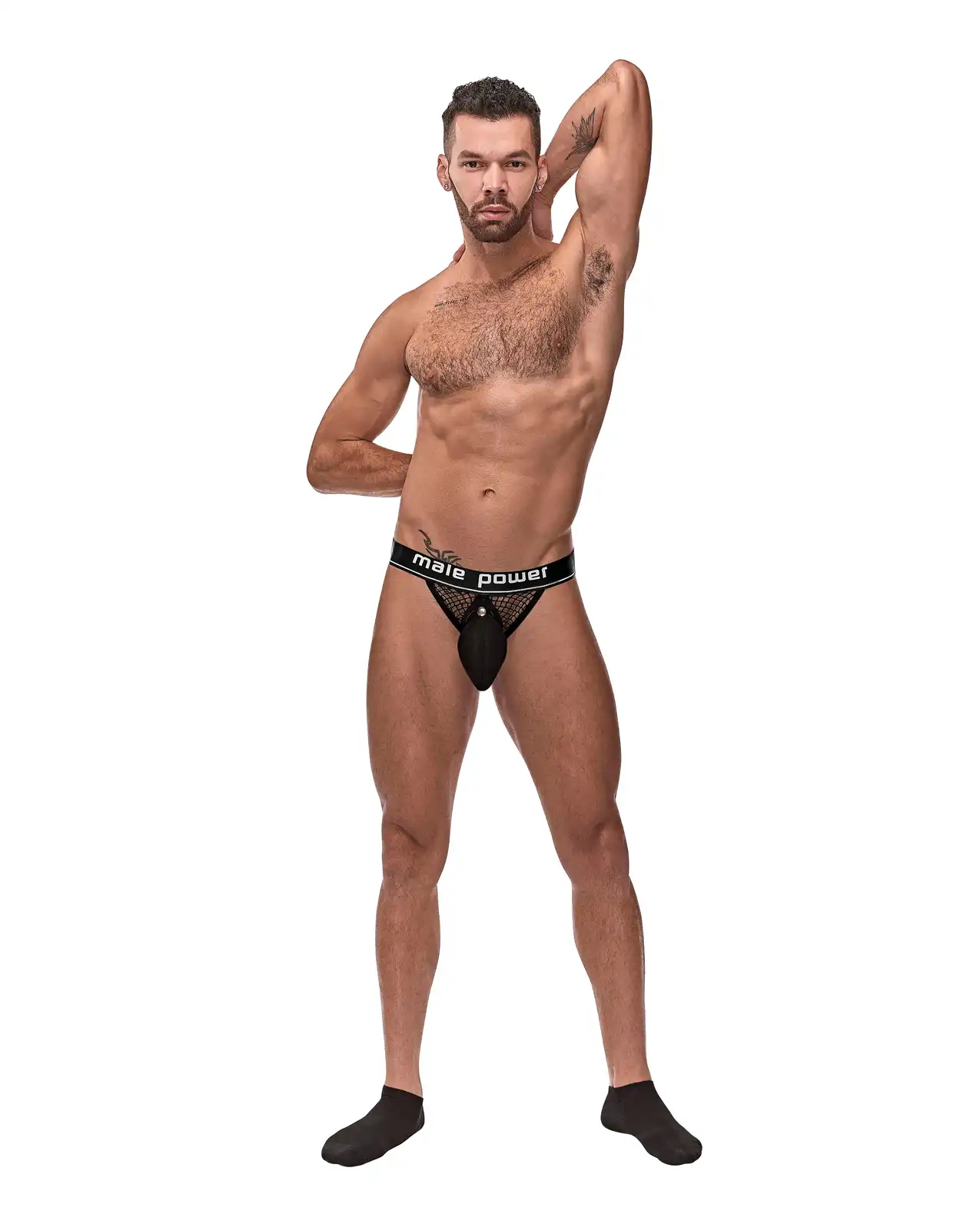 Cock Pit Fishnet Cock Ring Jock Black 