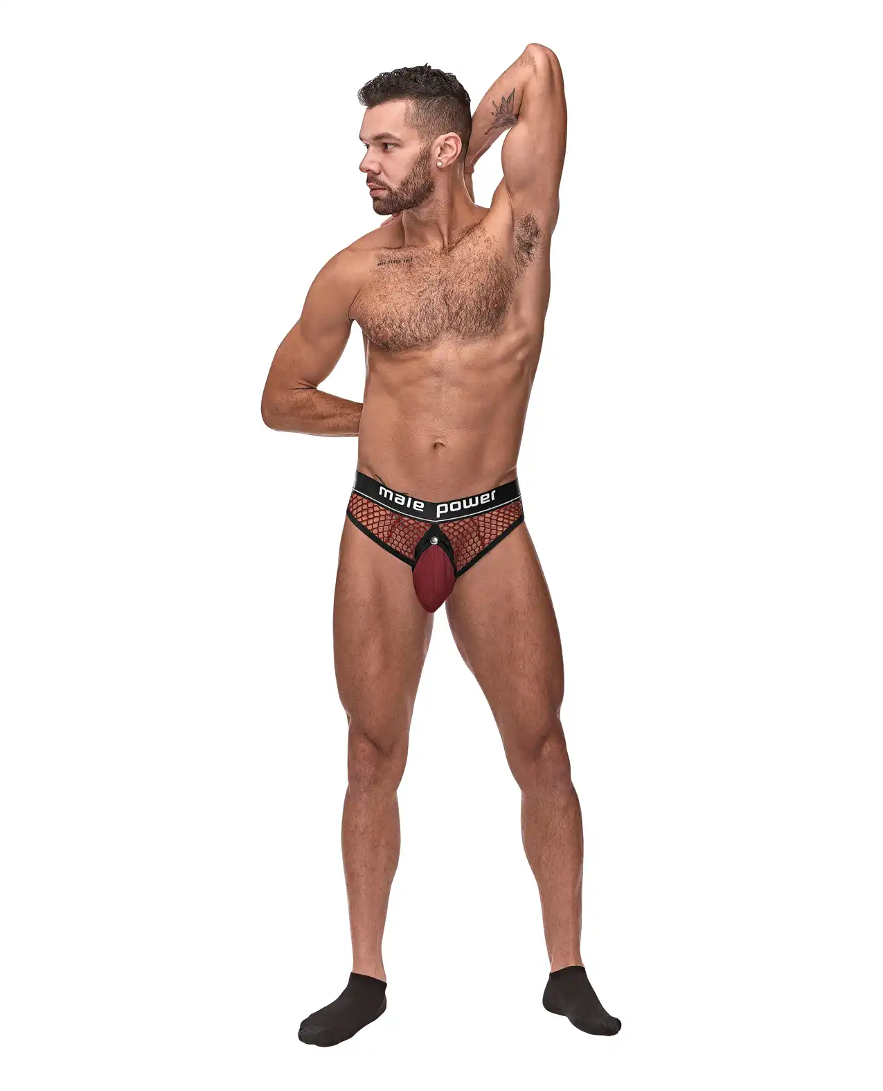 Cock Pit Fishnet Cock Ring Thong Red 