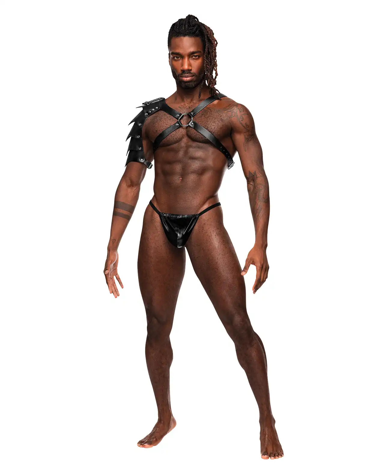 Aquarius PU Leather Chest Harness w/Half Sleeve Black 