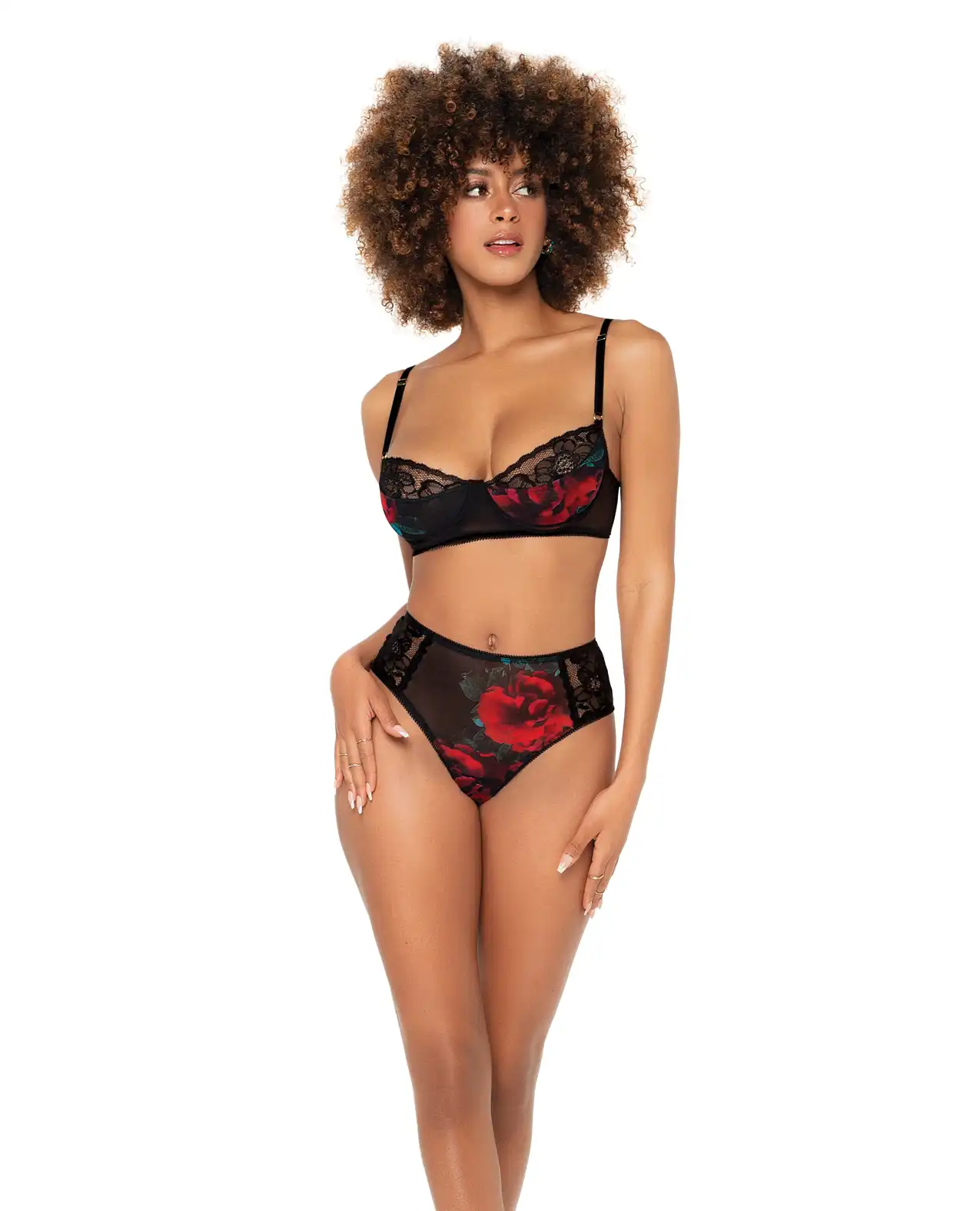 Underwire Bra Top & High Waisted Bottom Black 