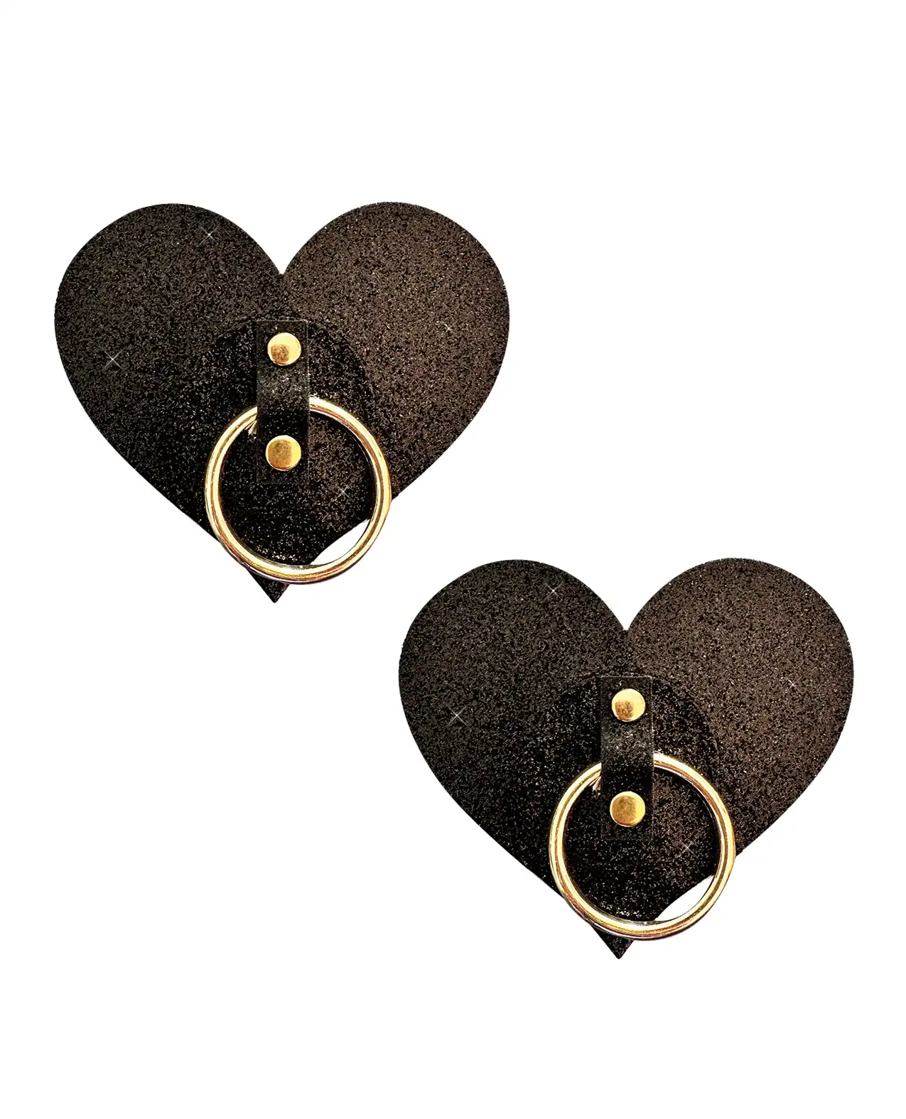 Neva Nude After Midnight Glitter Hoop Heart Pasties - Black 