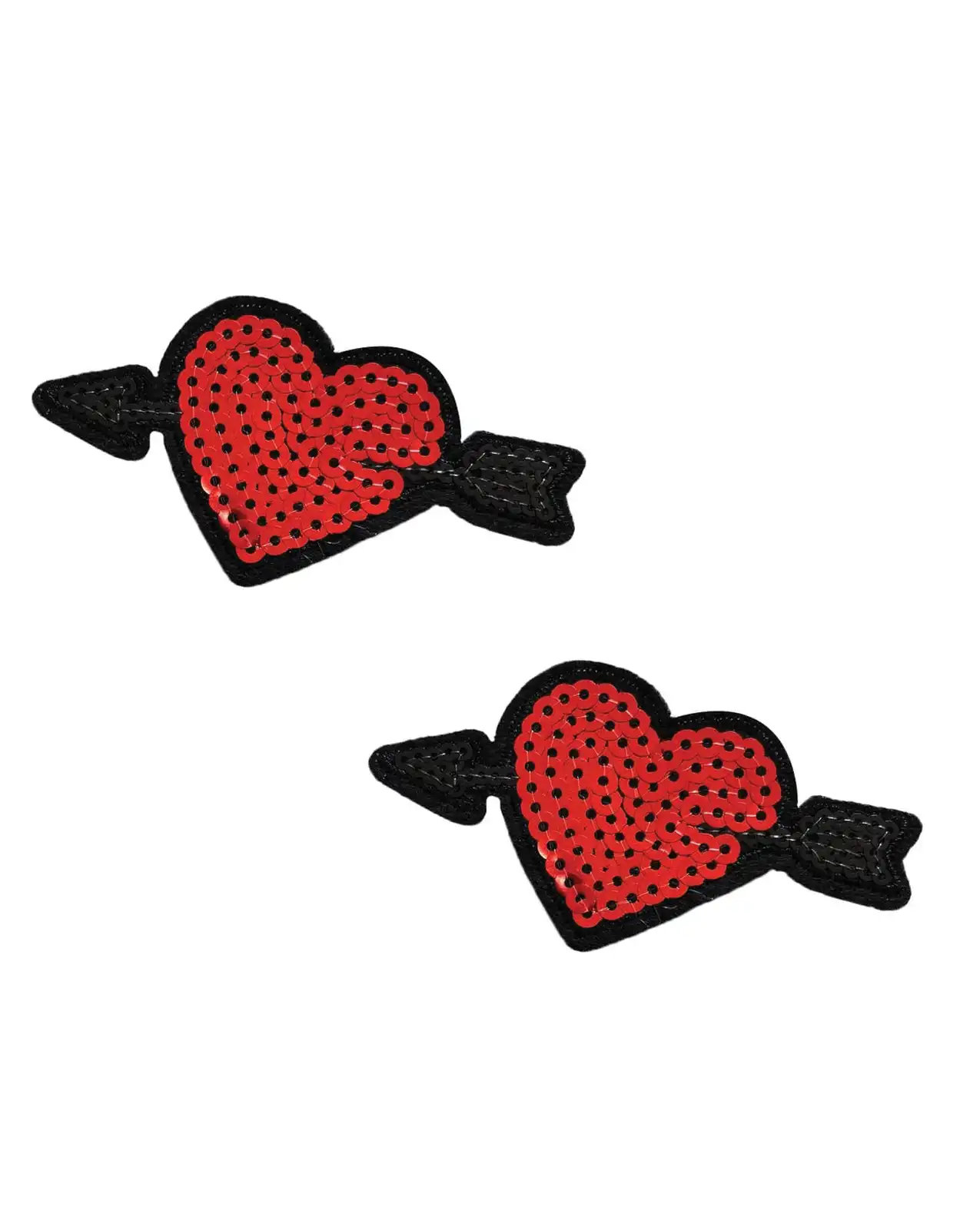 Neva Nude Sequin Arrow Heart Pasties (2 Wears) - Red 