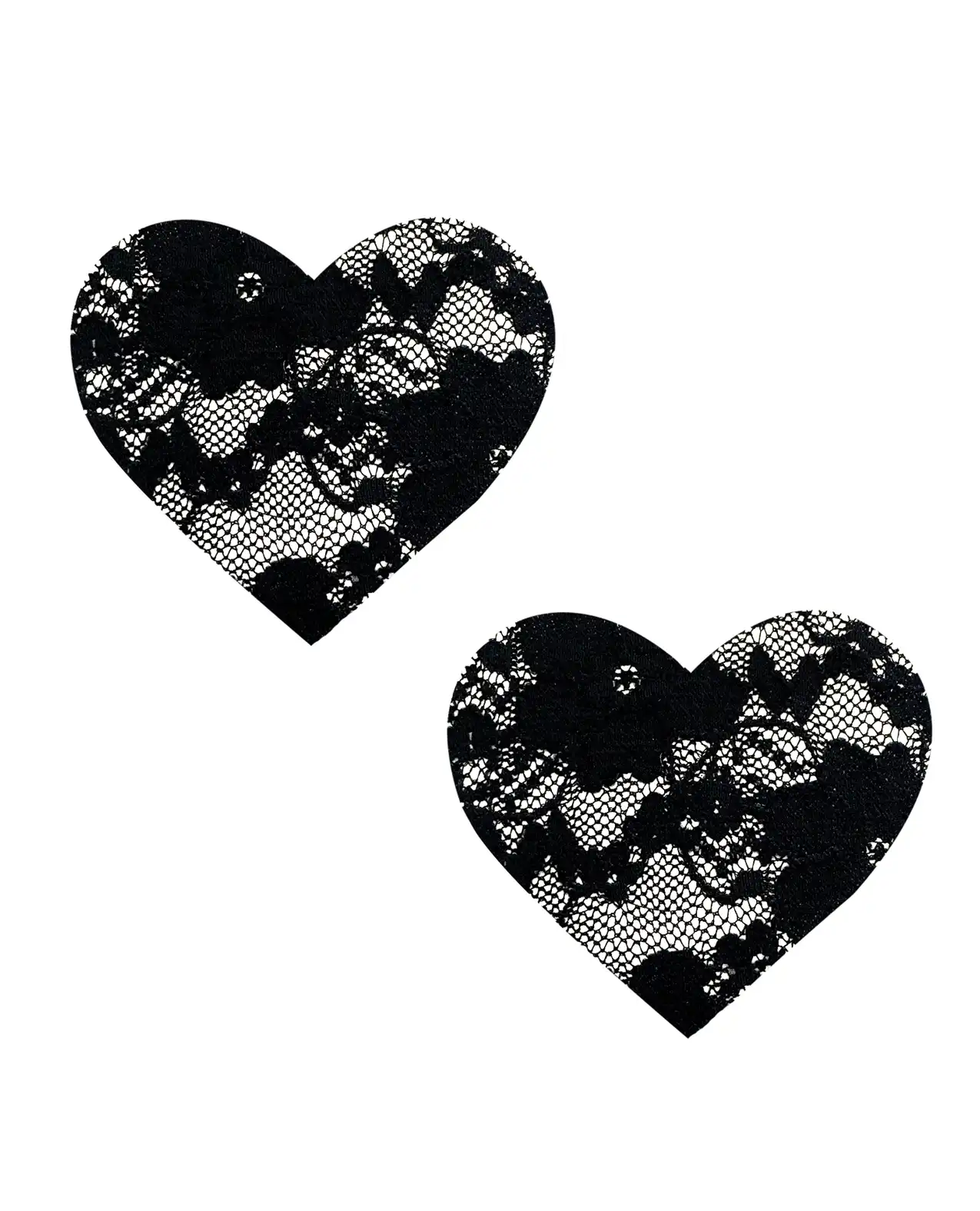 Neva Nude Lace Heart Pasties - Black 