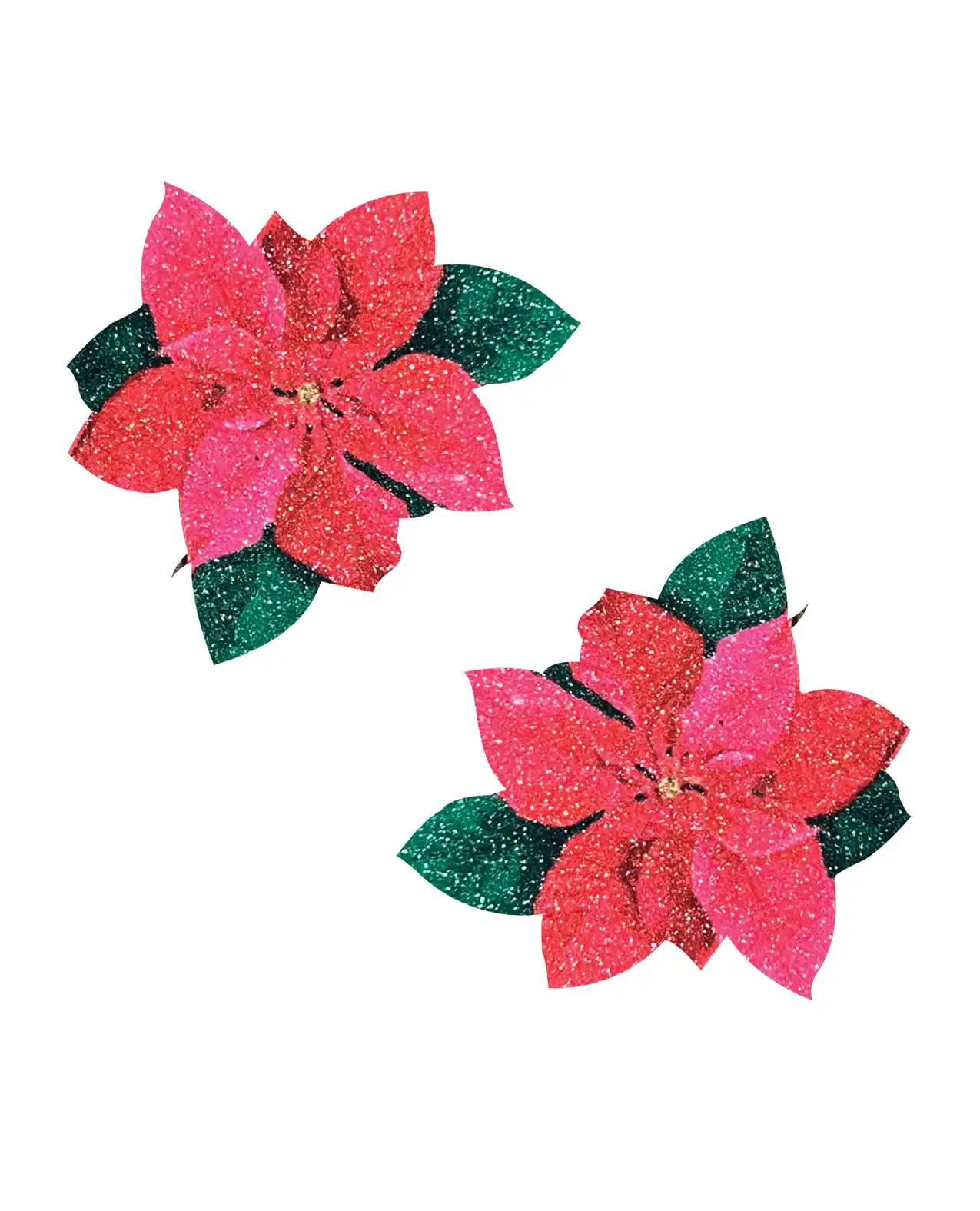 Neva Nude Poinsettia Glitter Flower Pasties - Red/Green 