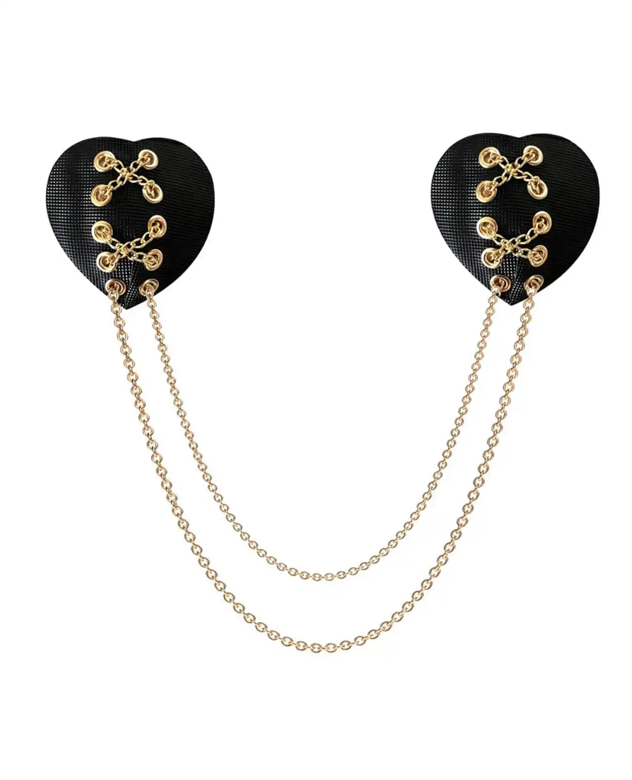 Neva Nude Two Heart Chained Pasties - Black 