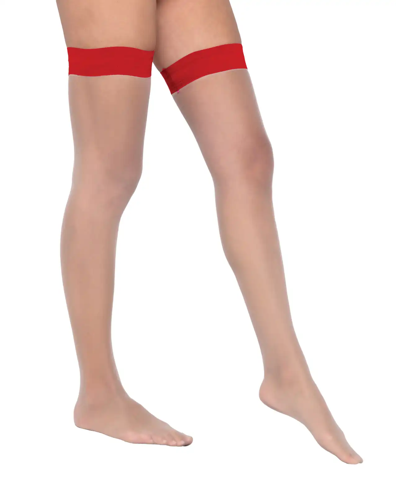 Colored Silicone Stay Up Stockings Red 