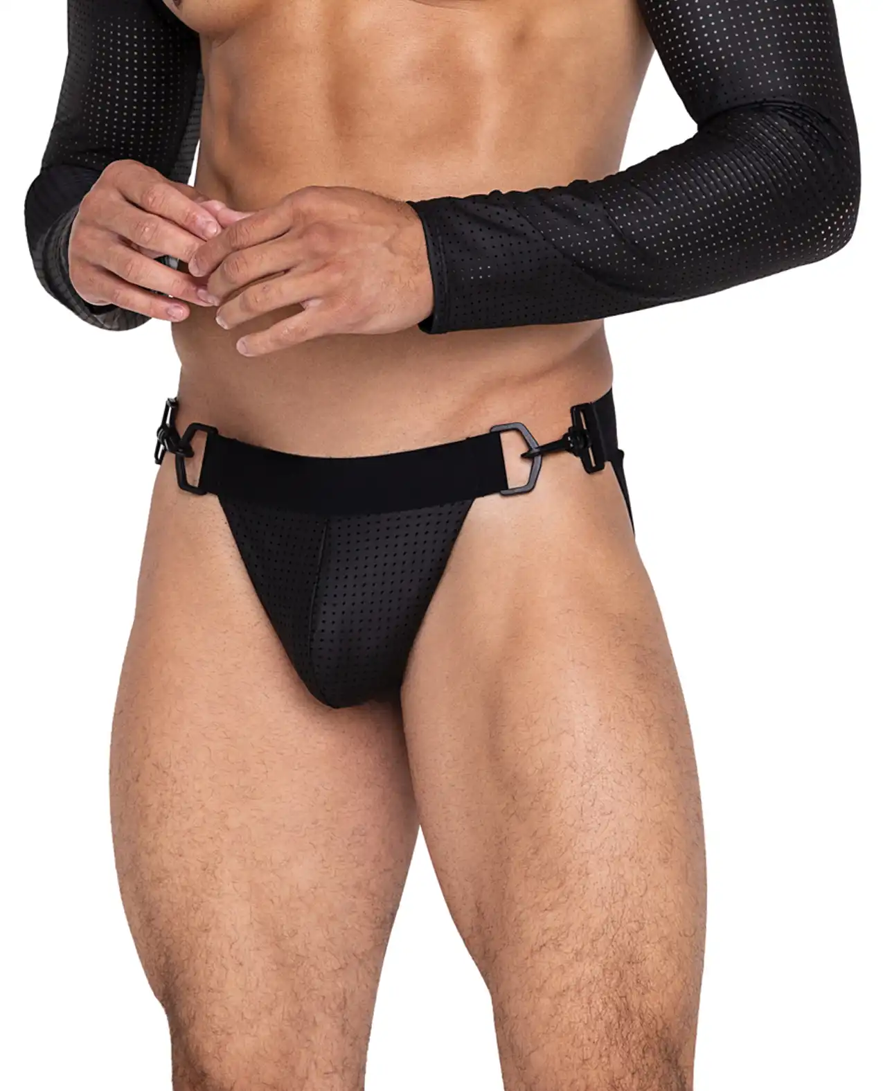 Master Jockstrap w/Hook & Ring Closure & Contoured Pouch Black 