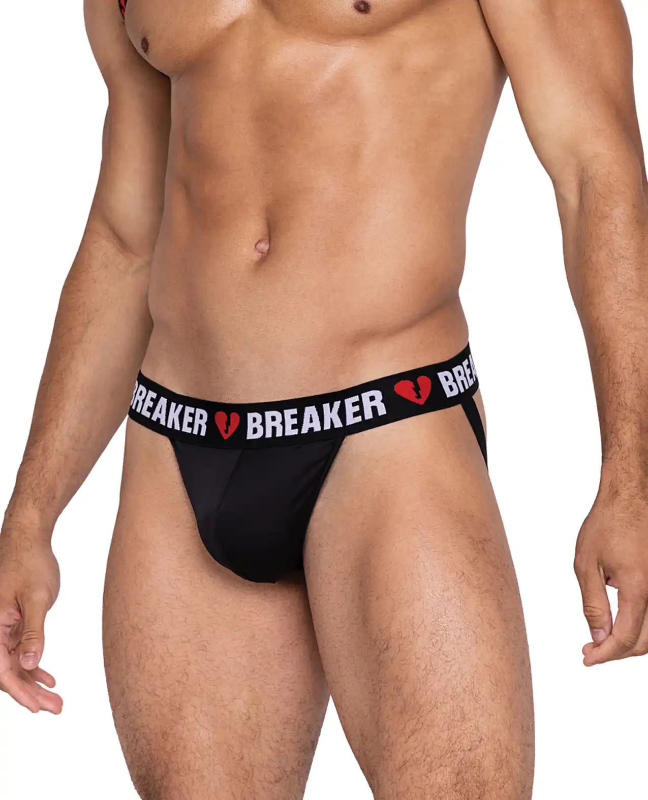 Heartbreaker Jockstrap w/Contoured Pouch & Elastic Rear Straps Black/Red 