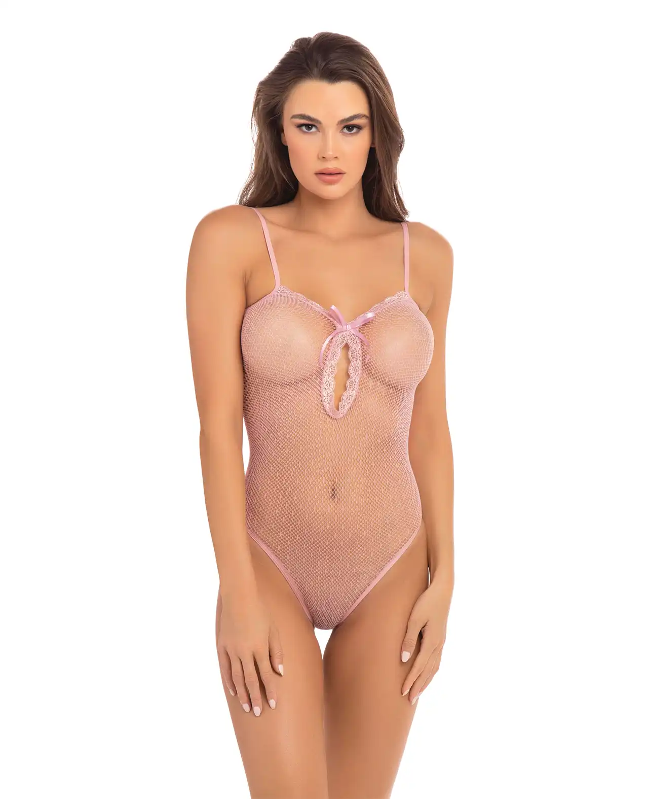 Rene Rofe Undone See Through Bodysuit Rose 