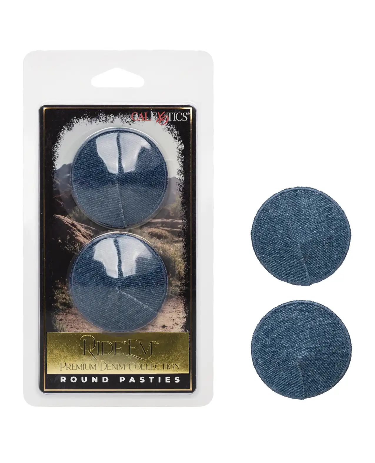 Ride 'Em Premium Denim Collection Round Pasties - 