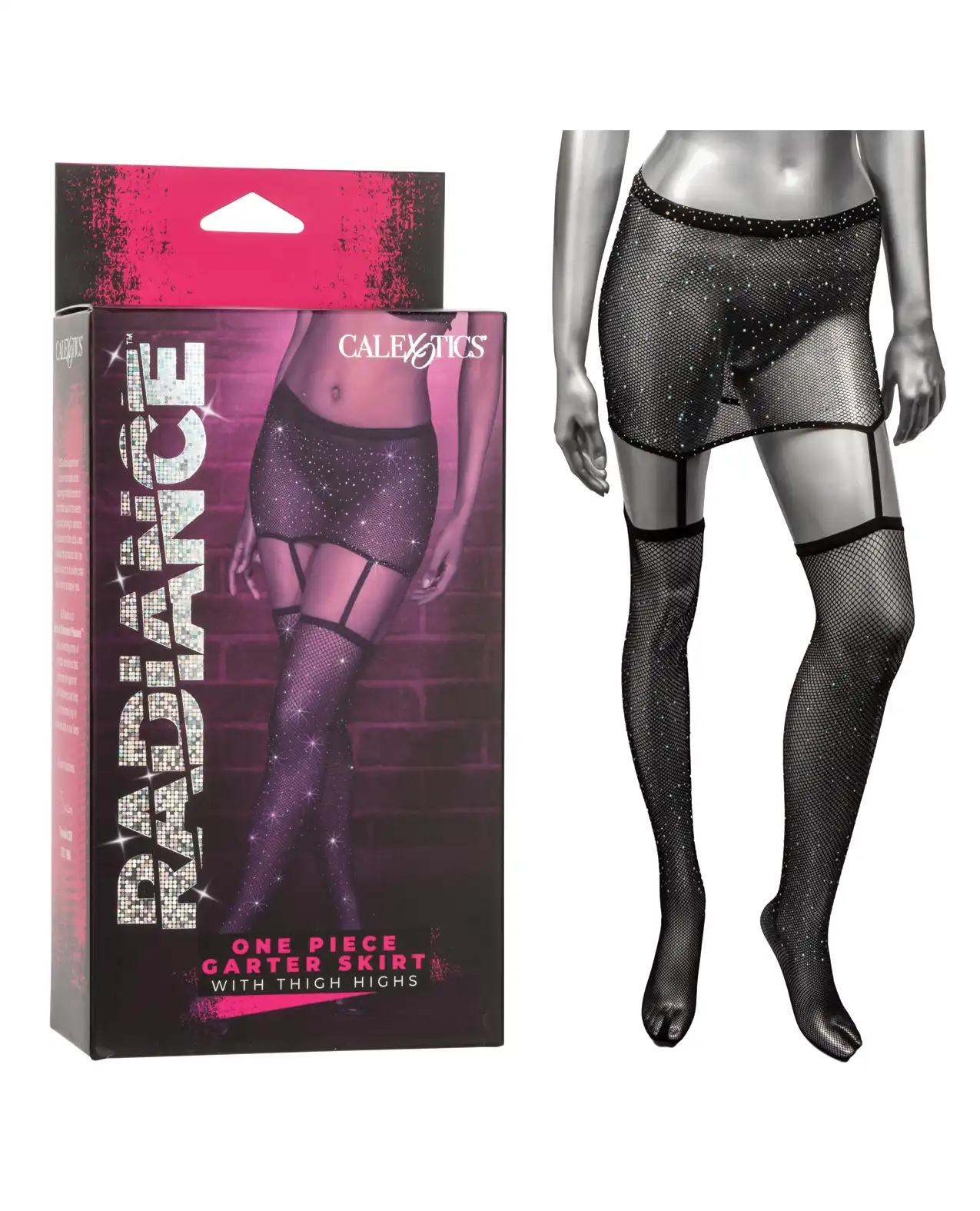 Radiance One Piece Garter Skirt w/Thigh Highs - Black 