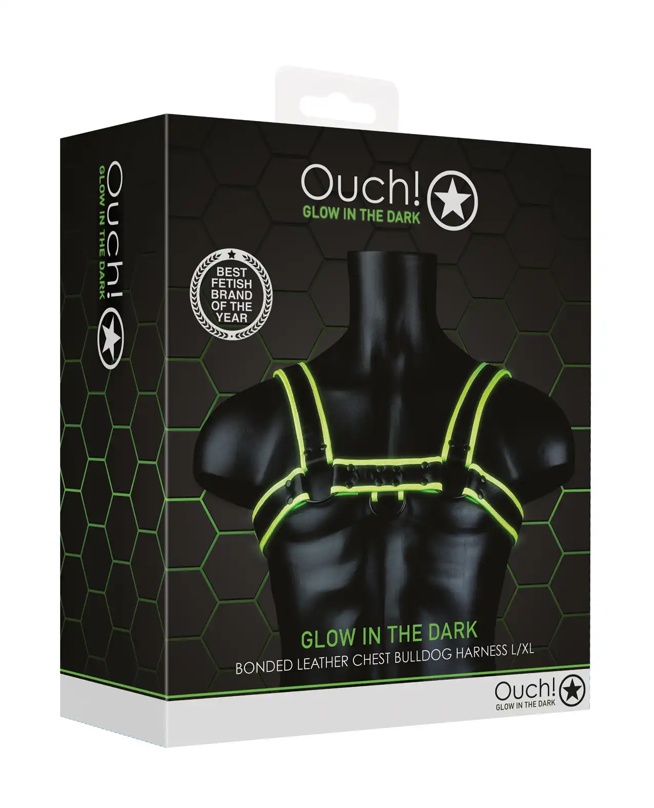 Shots Ouch Chest Bulldog Harness - Glow in the Dark 