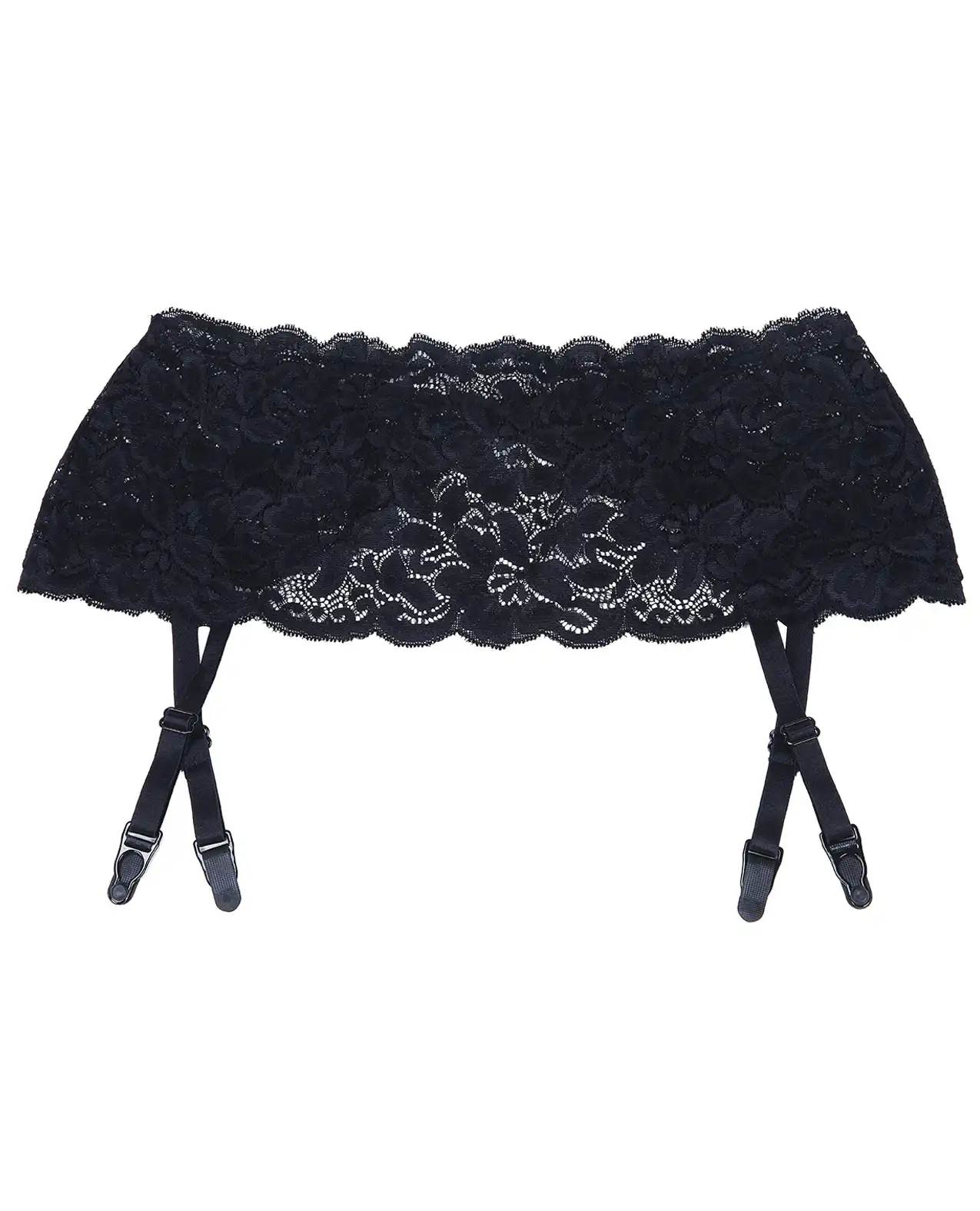 Stretch Lace Garter Belt w/Adjustable Garters Black 