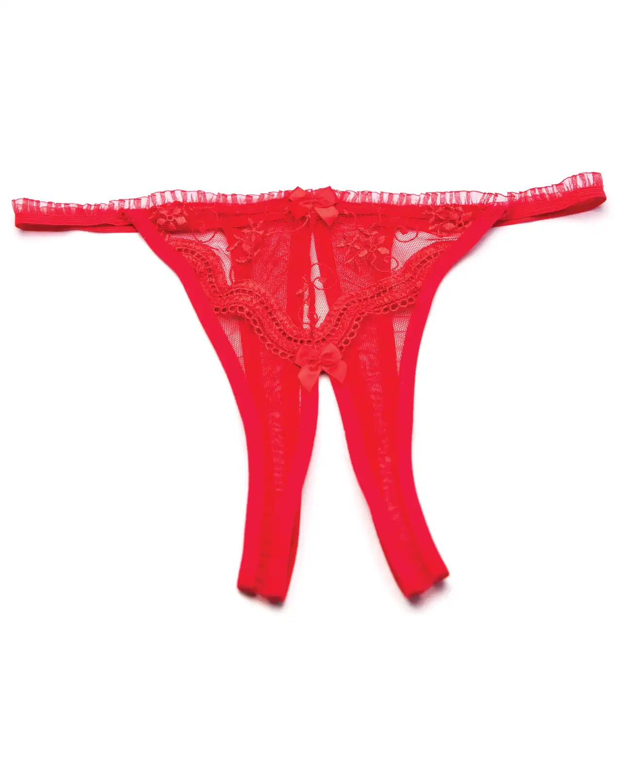 Scalloped Embroidery Crotchless Panty Red 