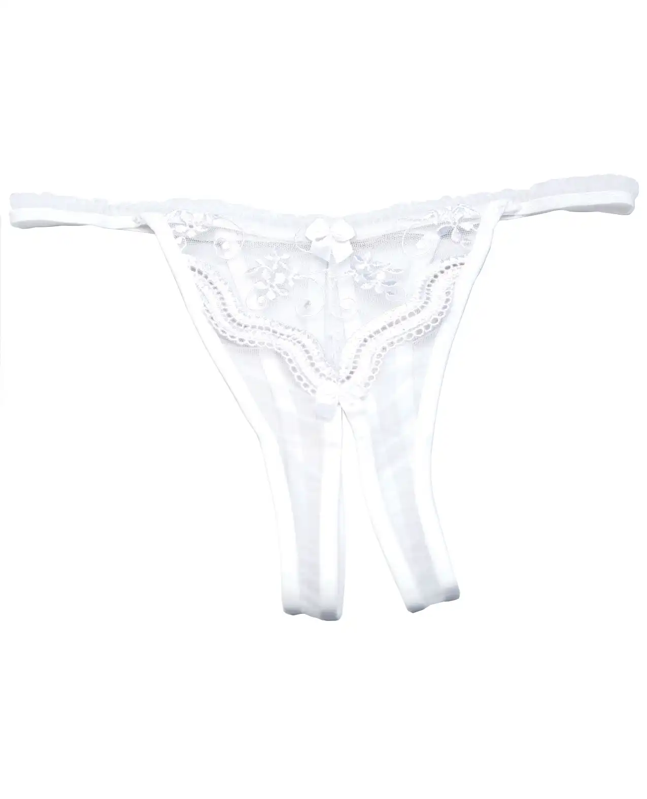 Scalloped Embroidery Crotchless Panty White 